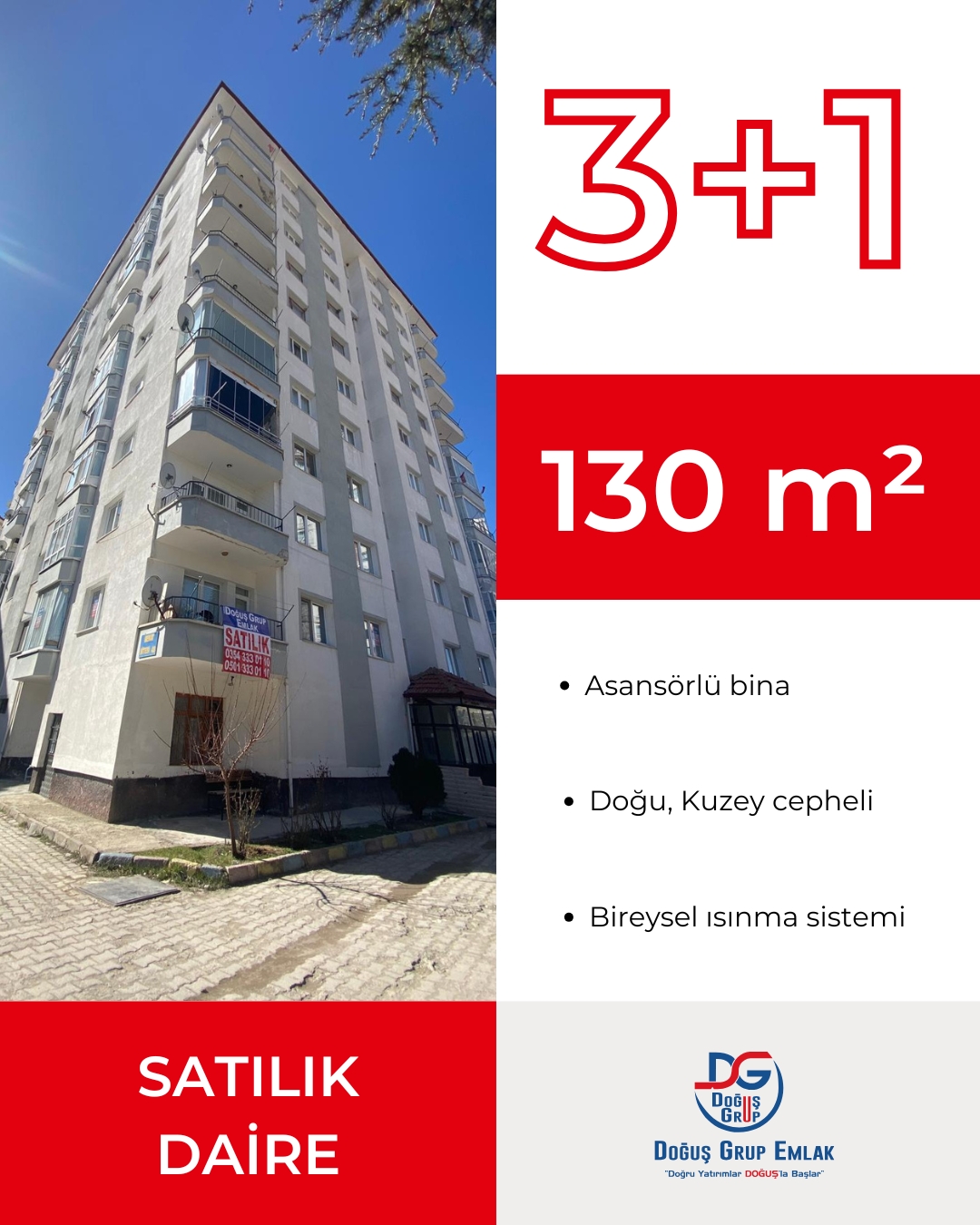 YOZGAT PARKA YÜRÜME MESAFESİNDE 3+1 SATILIK DAİRE