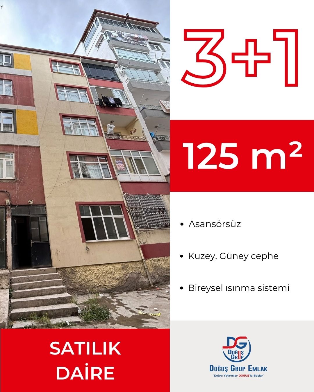 LİSE CADDESİNDE SATILIK 3+1 DAİRE