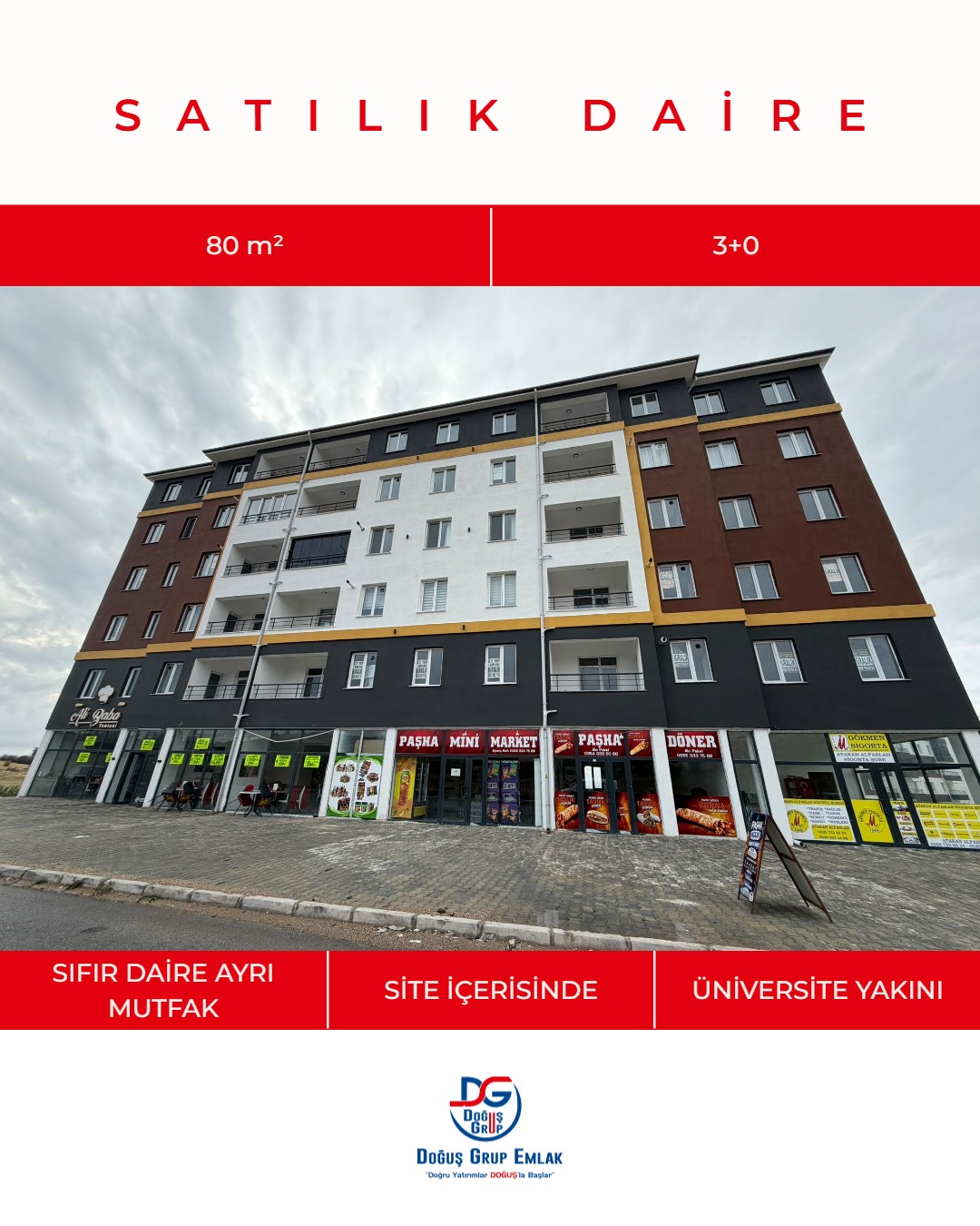 ÜNİVERSİTE BÖLGESİNDE SIFIR YAPI 3+0 DAİRE